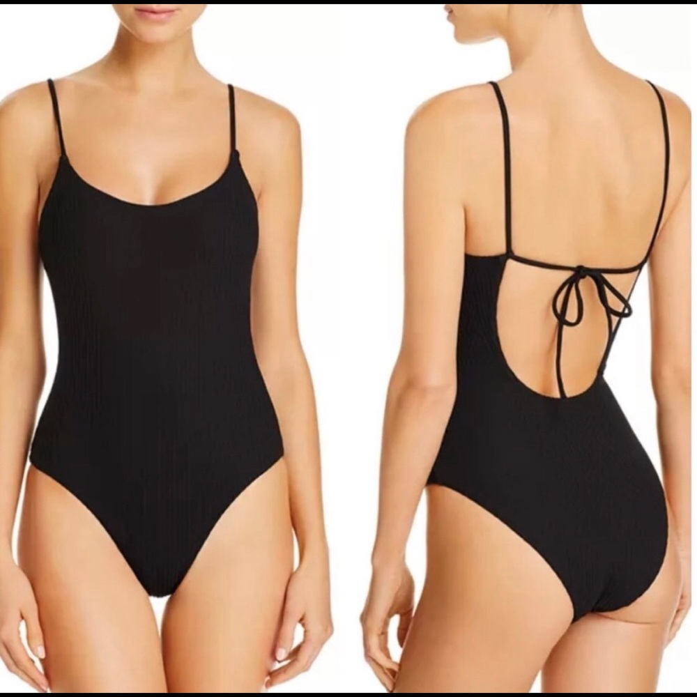 Onia Gabriella One Piece Black Ribbed Bathing Suit
